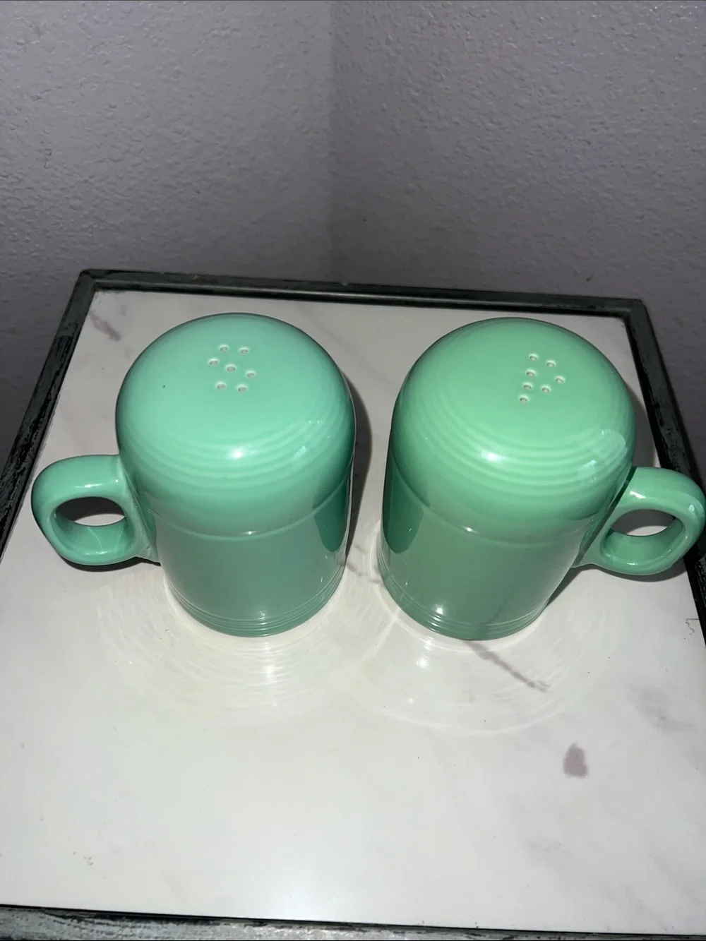 Fiesta Sea Mist Green Ceramic Salt and Pepper Shakers Set New!